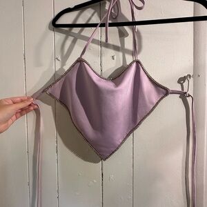 AKIRA halter top rhinestone trim